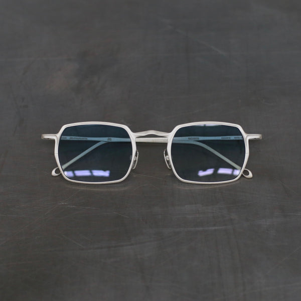 Rigards RG1083AG Series Rectangular Sterling Silver Sunglasses RG-RG1083AG-CYLP Sterling Silver Frame Blue Lenses